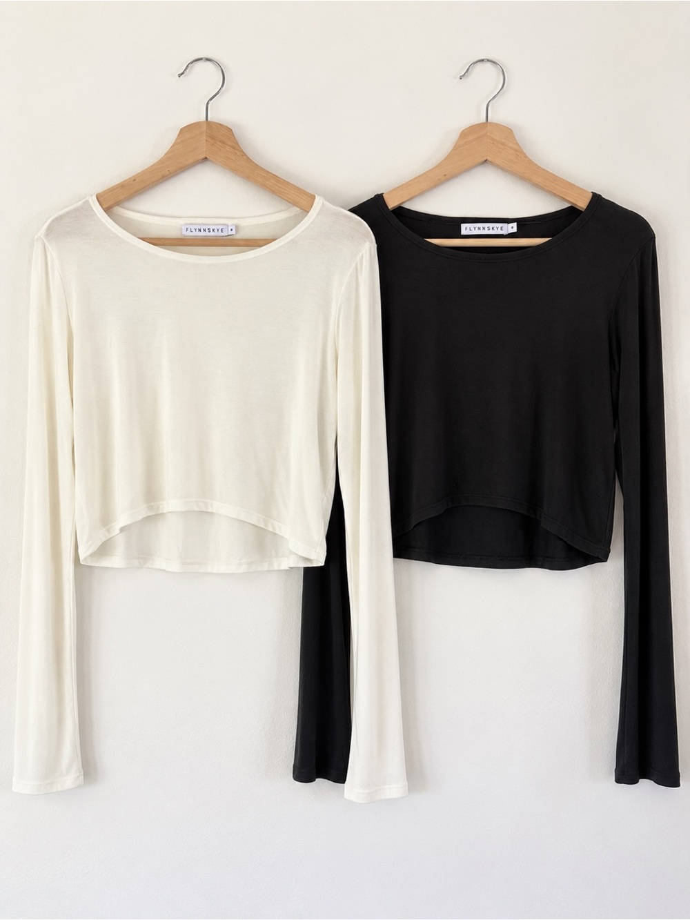 Flynn Skye Two Long Sleeve Cropped Tops Black & White Size Small